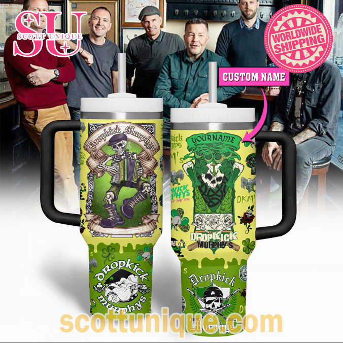 Dropkick Murphys Abstract Limited Edition 30oz or 40oz Stainless Steel Tumbler With Handle QDH