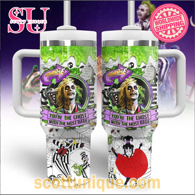 Beetlejuice Gleammerch 30oz or 40oz Stainless Steel Tumbler With Handle QDH