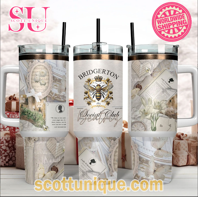 Limited Edition Bridgerton Social Club 30oz or 40oz Stainless Steel Tumbler With Handle QDH