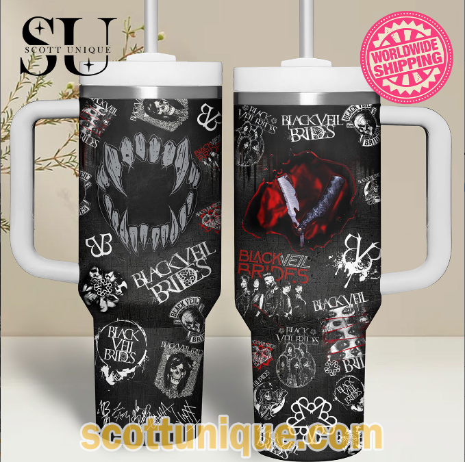 Black Veil Brides Gothic Unique Premium 30oz or 40oz Stainless Steel Tumbler With Handle QDH