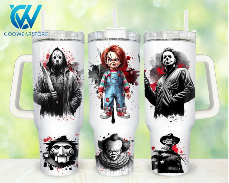 Movies Characters Horror Characters Horror Halloween 30oz or 40oz Stainless Steel Tumbler With Handle QDH