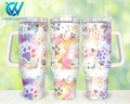 Pastel Paw Print Dog Mom Dog Lover 30oz or 40oz Stainless Steel Tumbler With Handle QDH