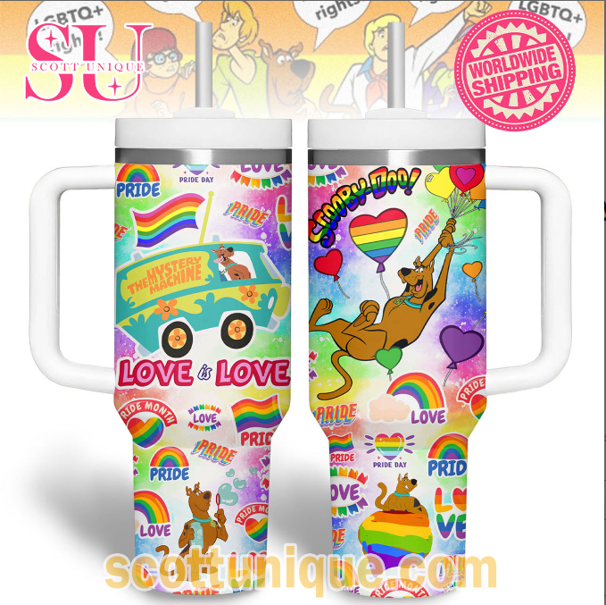 Scooby-Doo Pride Day Love is Love 30oz or 40oz Stainless Steel Tumbler With Handle QDH