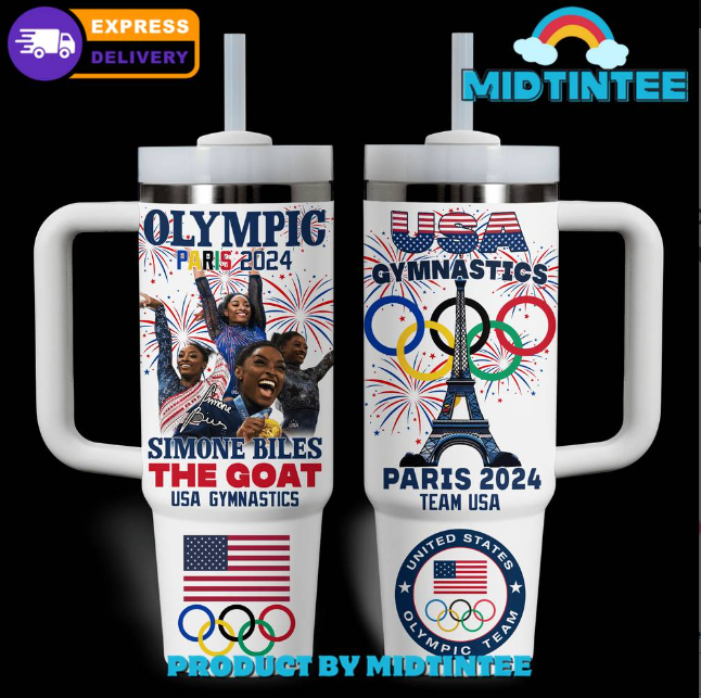 Olympic Paris 2024 Simone Biles The Goat USA Gymnatics 30oz or 40oz Stainless Steel Tumbler With Handle QDH