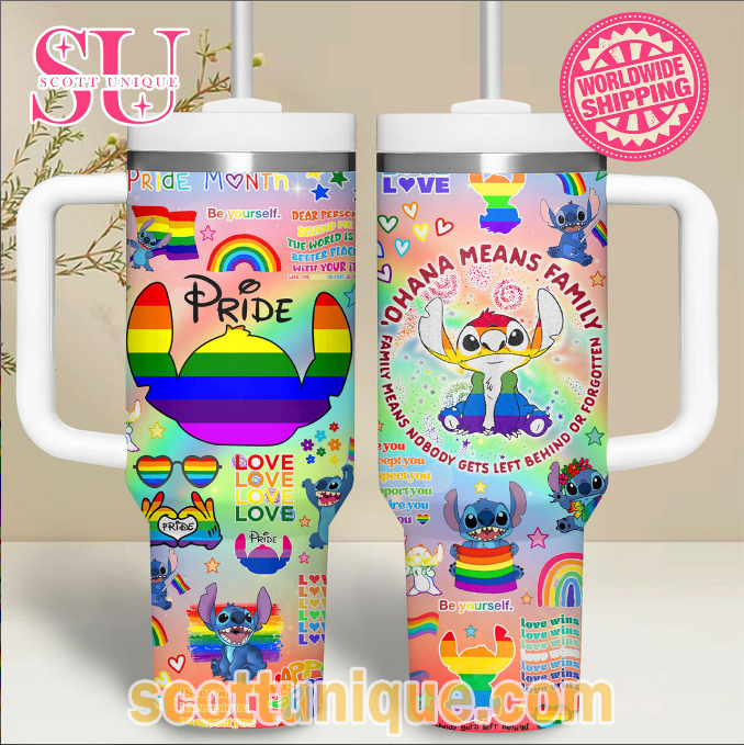 Stitch Ohana Means Family Pride Day 30oz or 40oz Stainless Steel Tumbler With Handle QDH