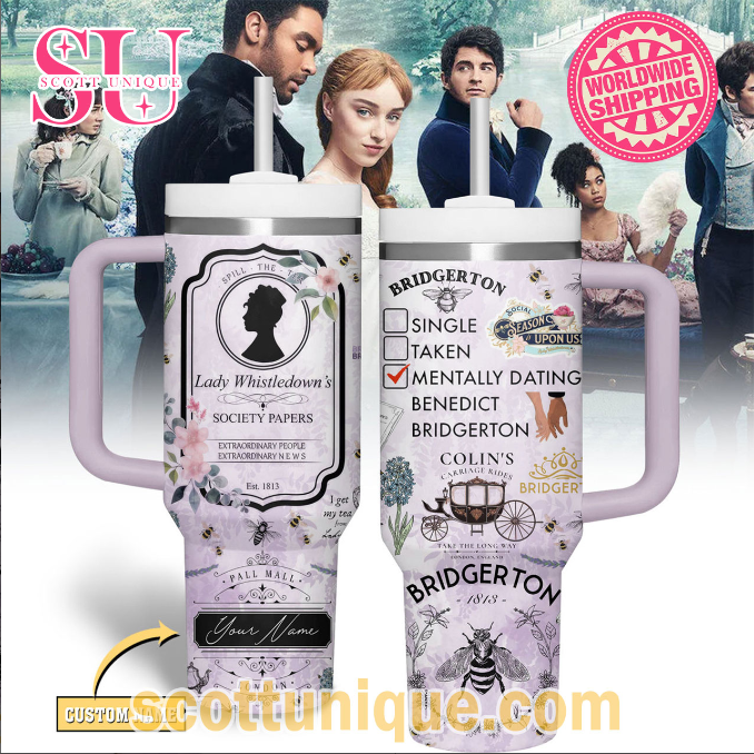 Lady Whistledown's Bridgerton Romance 30oz or 40oz Stainless Steel Tumbler With Handle QDH