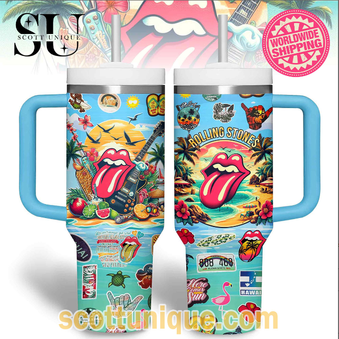 Rolling Stones Ocean Summer 30oz or 40oz Stainless Steel Tumbler With Handle QDH