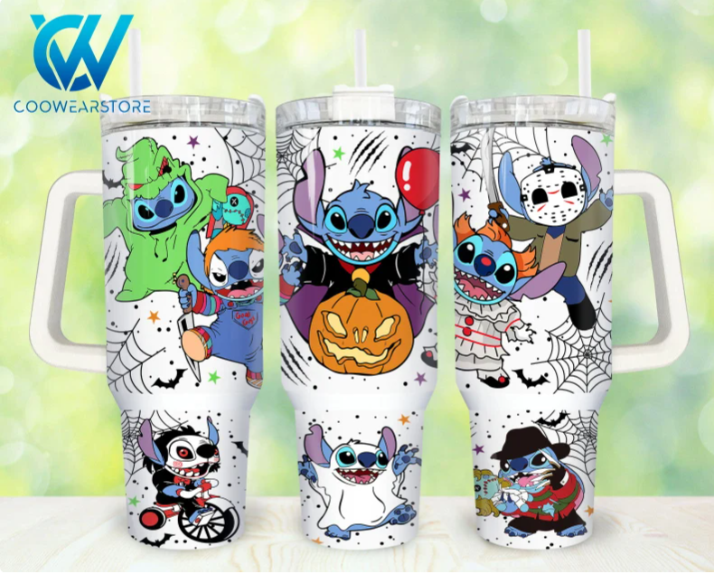 Cartoon Characters Halloween Cartoon Tumbler 30oz or 40oz Stainless Steel Tumbler With Handle QDH