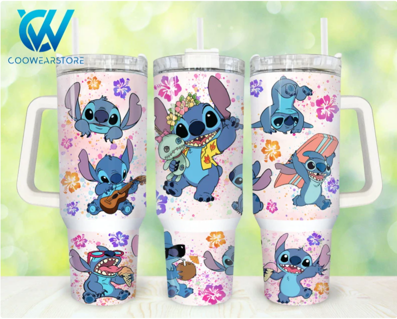 Cartoon Characters Cartoon Flowers 30oz or 40oz Stainless Steel Tumbler With Handle QDH