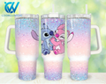 Cartoon Valentines Happy Valentines Day Couple Love 30oz or 40oz Stainless Steel Tumbler With Handle QDH