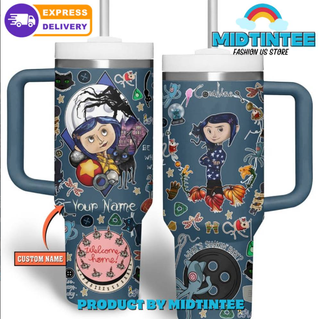 Coraline Welcome Home Customized Navy 30oz or 40oz Stainless Steel Tumbler With Handle QDH