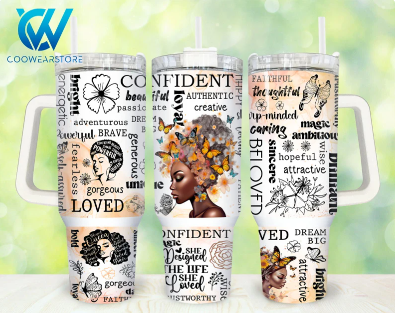 Strong Black Woman Black Girl Magic Daily Affirmations 30oz or 40oz Stainless Steel Tumbler With Handle QDH
