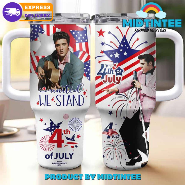 Elvis Presley 4th Of July United We Stand 30oz or 40oz Stainless Steel Tumbler With Handle QDH