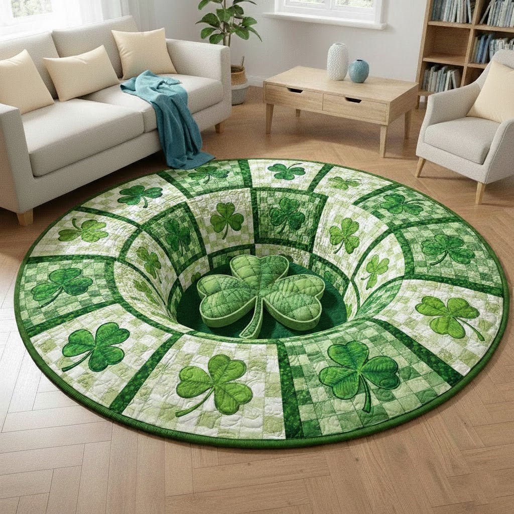 Shamrock Round Mat Rug - Nature Design | Serene Home Decor (Design 4)