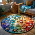 Shoreline Gems Round Mat Rug - Nature Design | Serene Home Decor (Design 9)
