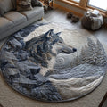 Silent Wolf Round Mat Rug - Nature Design | Serene Home Decor (Design 2)
