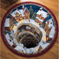 Snow Village Round Mat Rug - Nature Design | Serene Home Decor (Design 6)