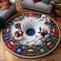 Snowman Express Round Mat Rug - Seasonal Design | Festive Home Decor