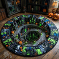Spooky Village Halloween Round Mat Rug - Non-Slip Washable Round Area Rug for Bedroom & Living Room (Design 5)