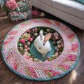 Spring Bunny Round Mat Rug - Nature Design | Serene Home Decor (Design 3)
