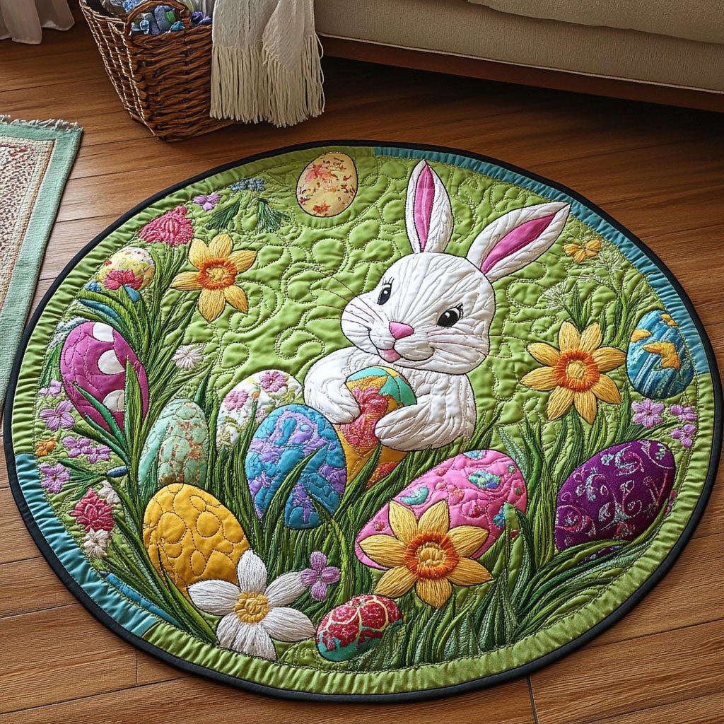 Spring Bunny Round Mat Rug - Nature Design | Serene Home Decor (Design 2)