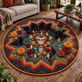 Sugar Skull Pit Round Mat Rug - Nature Design | Serene Home Decor