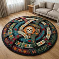 Sugar Skull Ribbon Labyrinth Round Mat Rug - Nature Design | Serene Home Decor