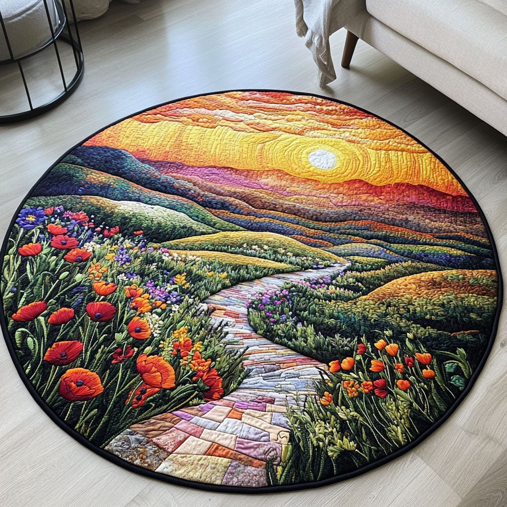 Sunset Serenade Round Mat Rug - Nature Design | Serene Home Decor (Design 2)