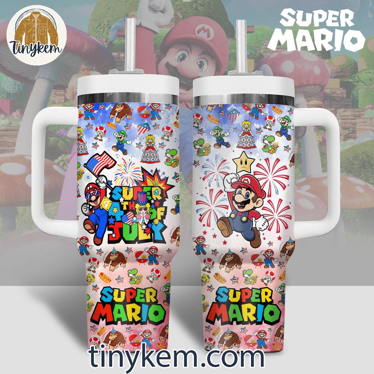 Super Mario 4th of July 30oz or 40oz Stainless Steel Tumbler With Handle HG with Handle