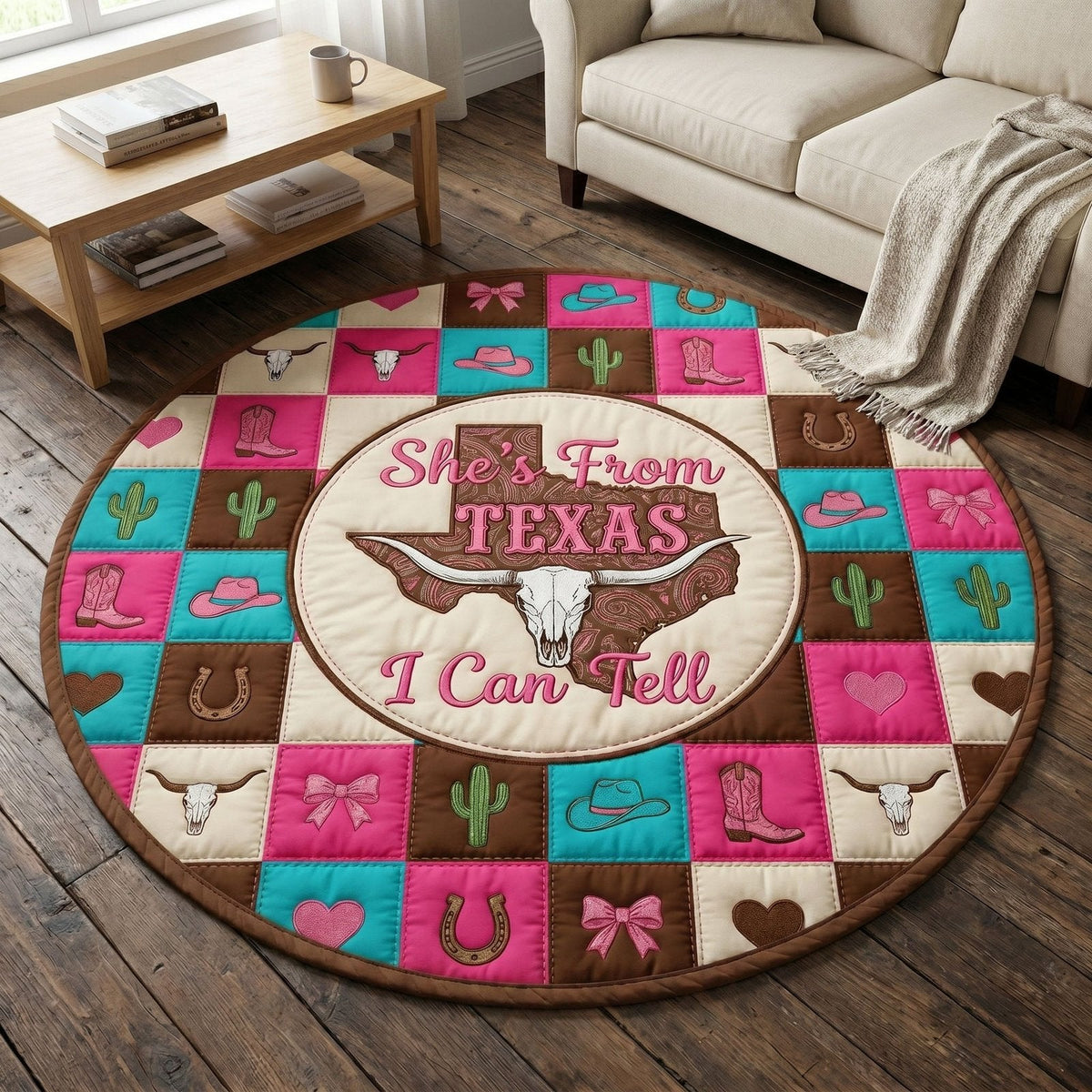 Texas Pride Round Mat Rug - Nature Design | Serene Home Decor (Design 10)
