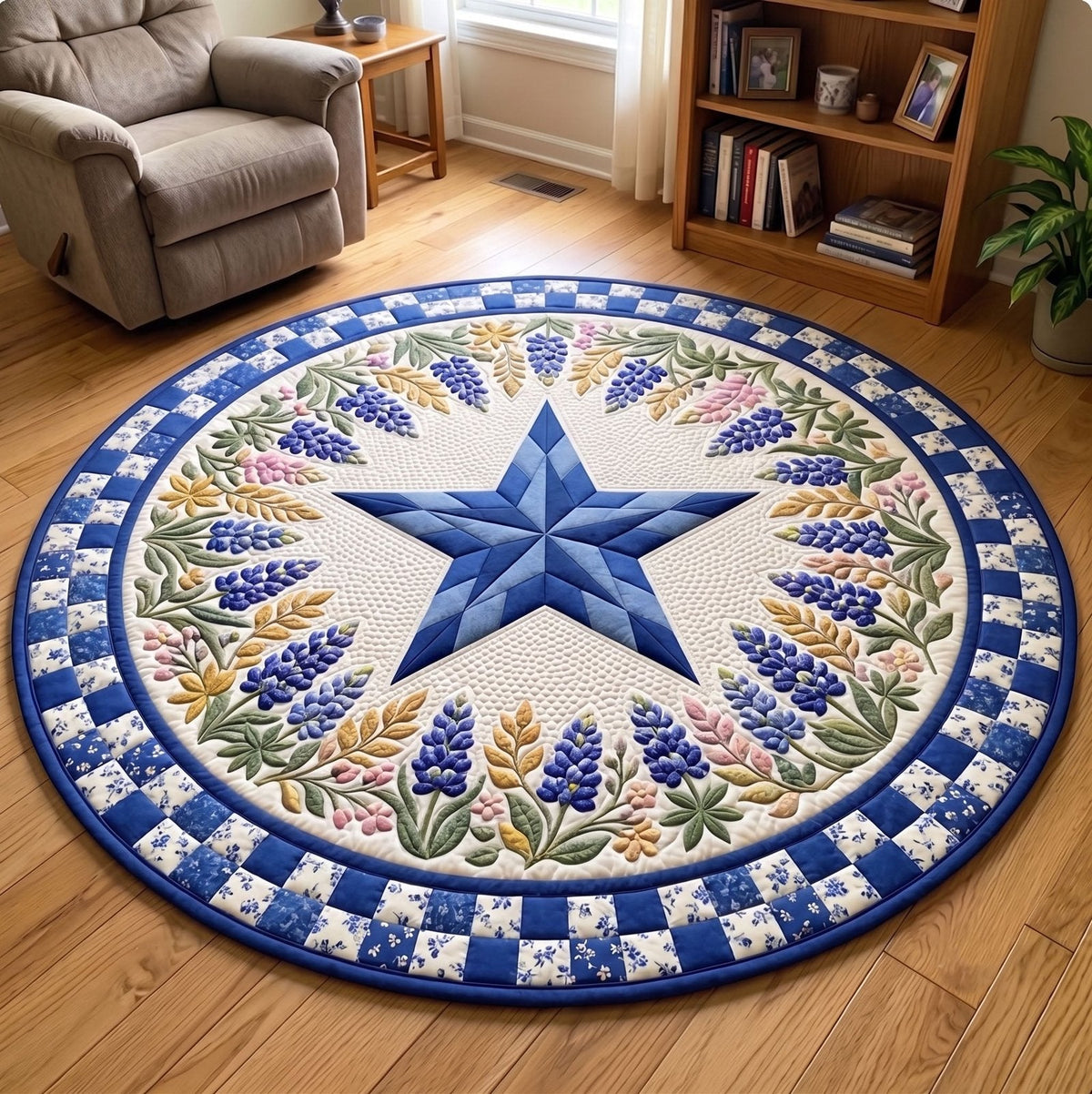 Texas Pride Round Mat Rug - Nature Design | Serene Home Decor (Design 2)