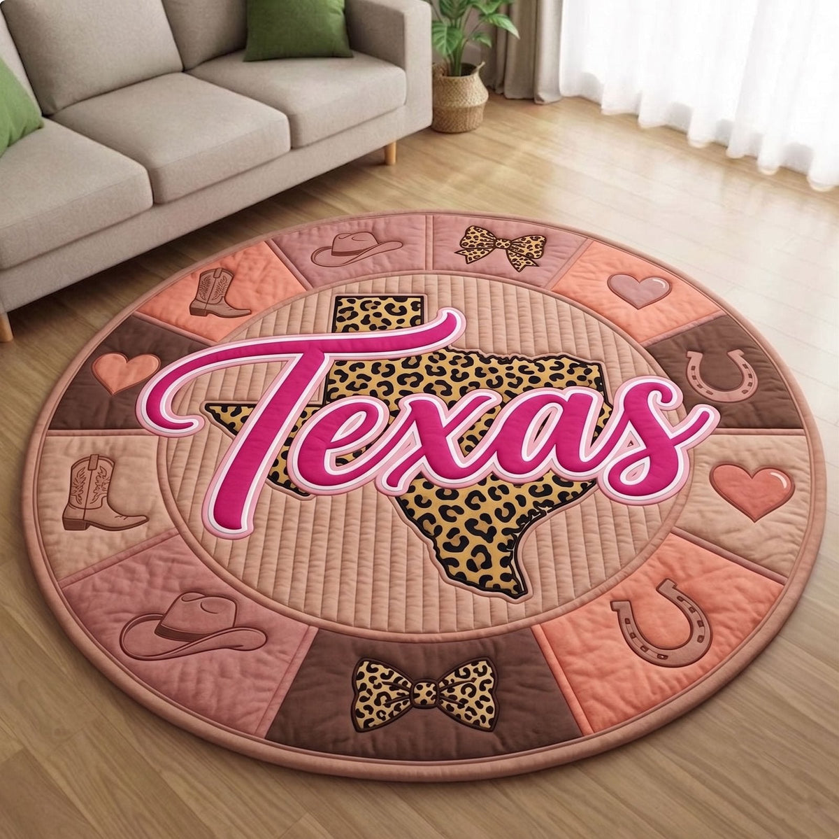 Texas Pride Round Mat Rug - Nature Design | Serene Home Decor (Design 4)