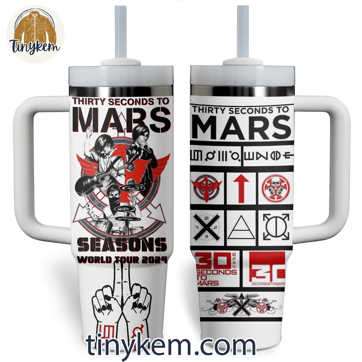 Thirty Seconds To Mars Seasons World Tour 2024 30oz or 40oz Stainless Steel Tumbler With Handle HG