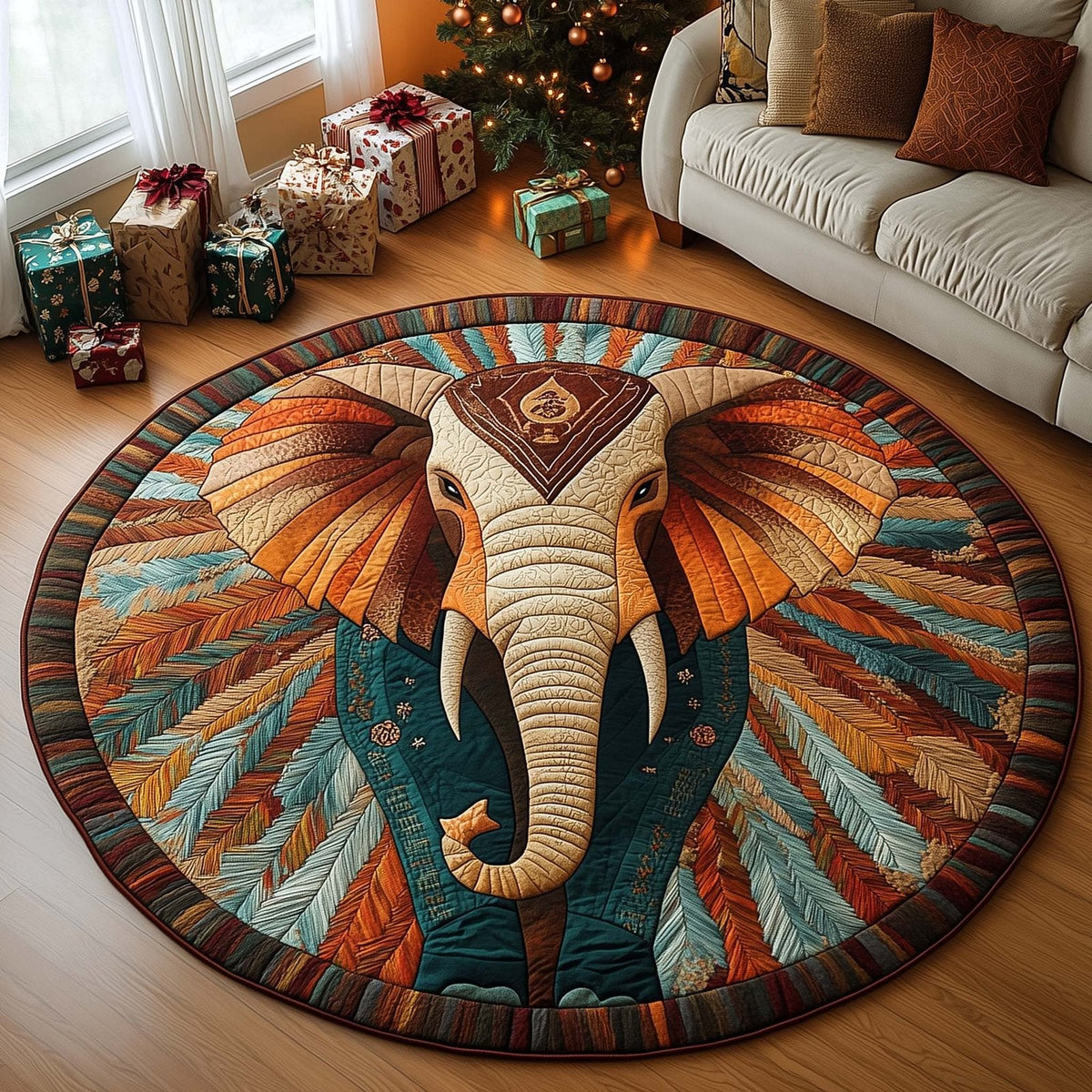 Tribal Spirit Round Mat Rug - Nature Design | Serene Home Decor (Design 2)