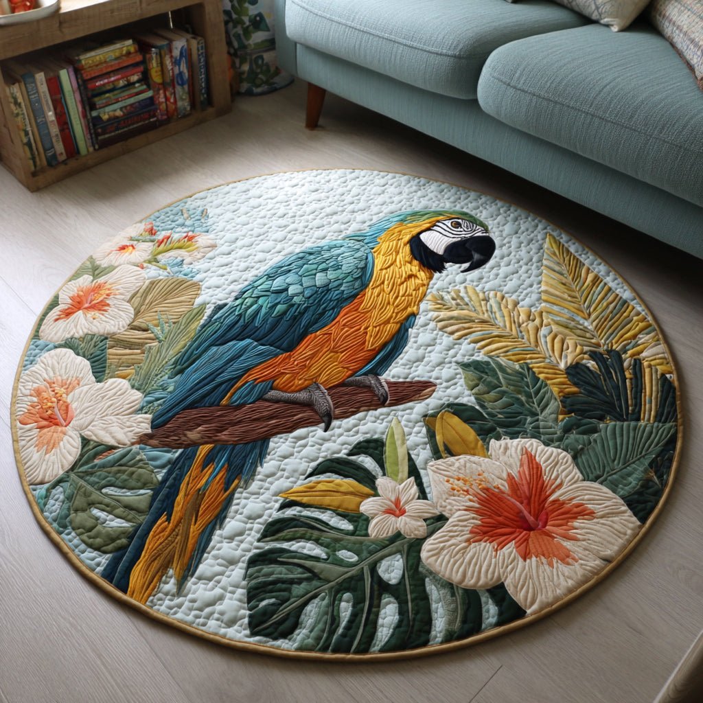 Tropical Parrot Round Mat Rug - Nature Design | Serene Home Decor (Design 3)