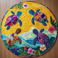 Turtle Comfort Round Mat Rug - Non-Slip Washable Round Area Rug for Bedroom & Living Room (Design 2)