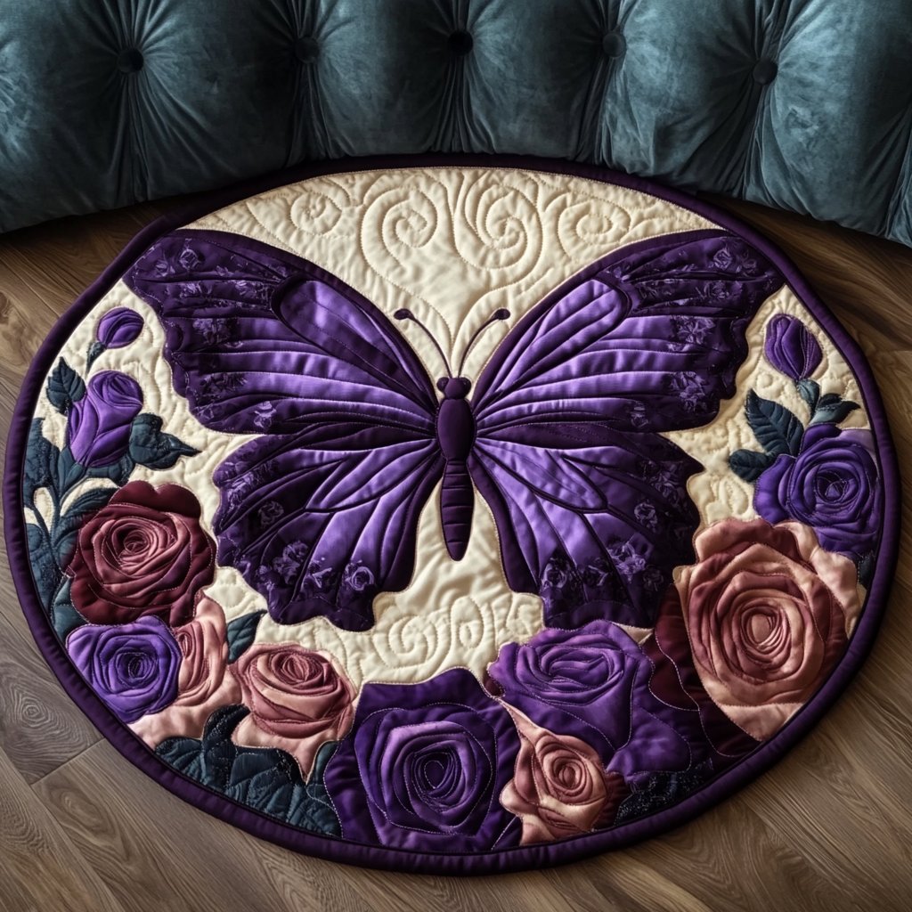 Twilight Flutter Round Mat Rug - Nature Design | Serene Home Decor (Design 2)