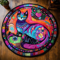 Whiskers And Paws Round Mat Rug - Nature Design | Serene Home Decor (Design 2)