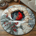 Winter Cardinal Round Mat Rug - Nature Design | Serene Home Decor (Design 3)