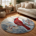 Winter Cardinal Round Mat Rug - Nature Design | Serene Home Decor (Design 5)