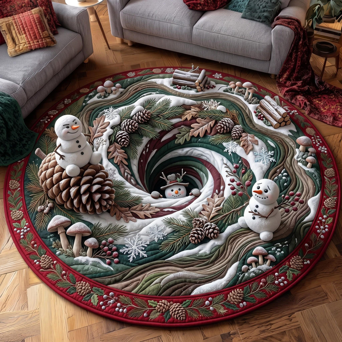 Winter Gnome Round Mat Rug - Nature Design | Serene Home Decor