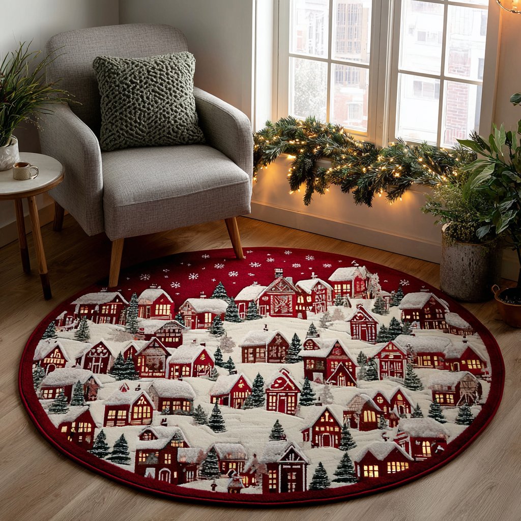 Winter Haven Round Mat Rug - Nature Design | Serene Home Decor (Design 2)