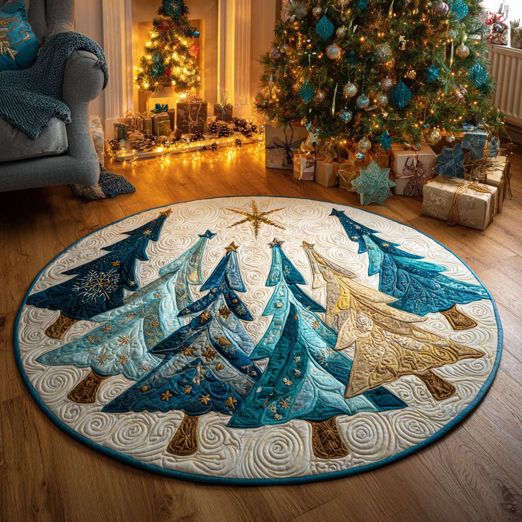 Winter Pines Round Mat Rug - Nature Design | Serene Home Decor (Design 2)