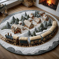Winter Village Round Mat Rug - Nature Design | Serene Home Decor (Design 4)