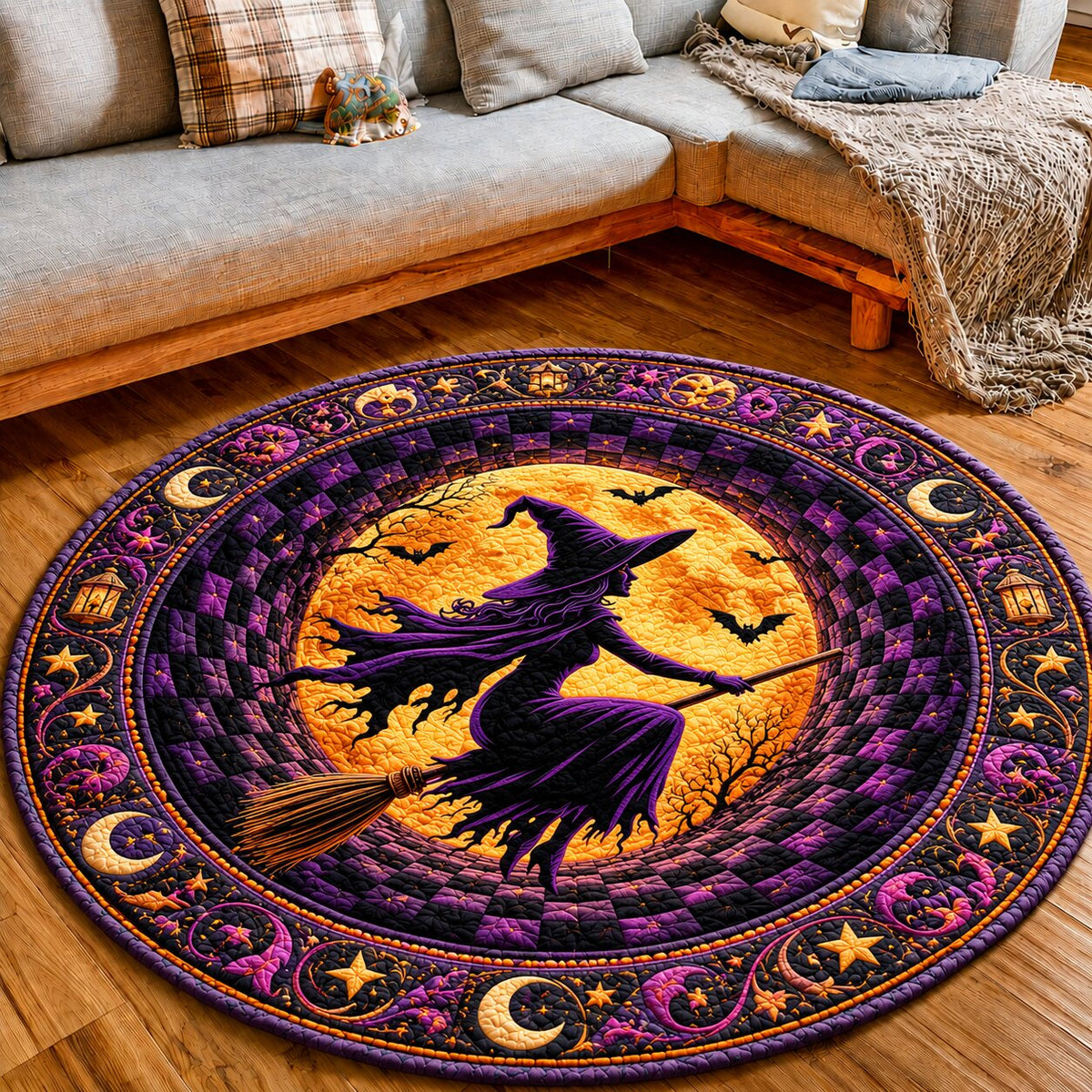 Witch Moonlight Round Mat Rug - Seasonal Design | Festive Home Decor