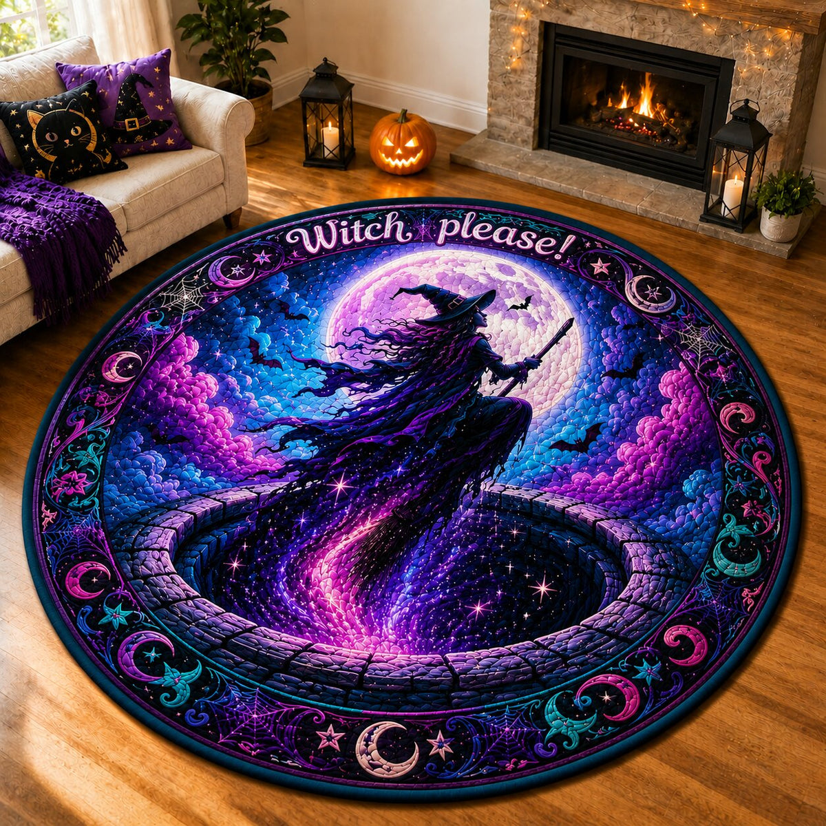 Witch Mystique Round Mat Rug - Seasonal Design | Festive Home Decor