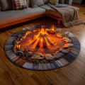 Yuletide Fireside Christmas Round Mat Rug - Non-Slip Washable Round Area Rug for Bedroom & Living Room (Design 11)