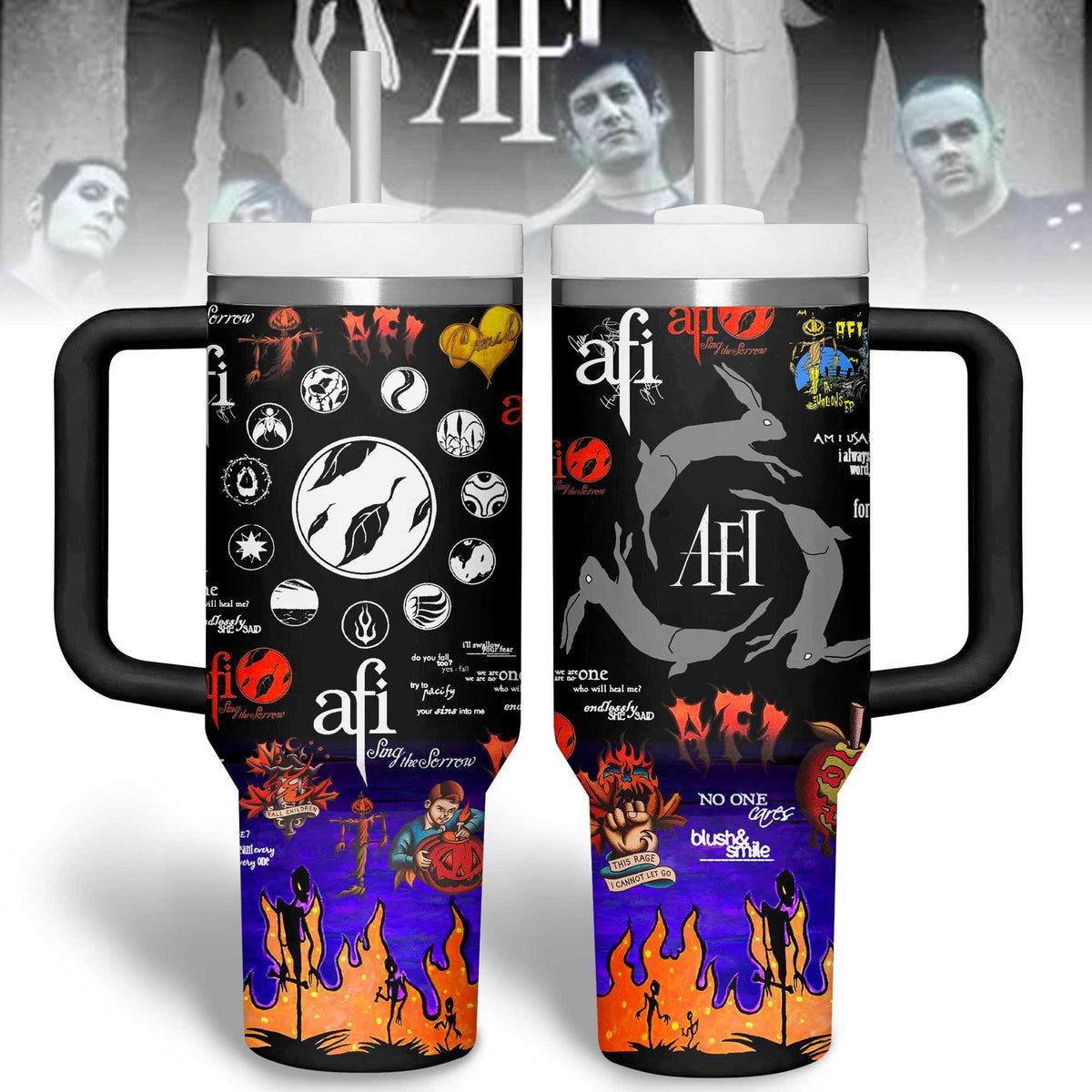 AFI Music Custom Stanley Quencher 30oz or 40oz Stainless Steel Tumbler With Handle HG