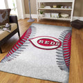 Reds Baseball Stitch Area Rug for Home Decor Roo...
