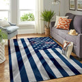 Striped Area Rug with Stars for Modern Living Ro...